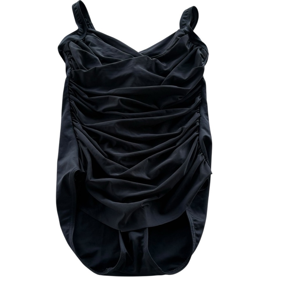 Miraclesuit Black One Piece Swimsuit Tummy Control Underwire Ruched 16